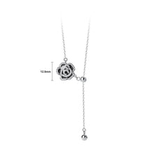 Load image into Gallery viewer, 925 Sterling Silver Fashion Temperament Enamel Camellia Tassel Pendant with Cubic Zirconia and Necklace