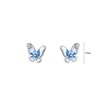 Load image into Gallery viewer, 925 Sterling Silver Simple Cute Enamel Butterfly Stud Earrings with Cubic Zirconia