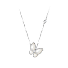 Load image into Gallery viewer, 925 Sterling Silver Fashion Simple Butterfly Mother-of-pearl Pendant with Cubic Zirconia and Necklace