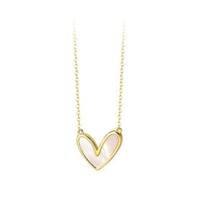 Load image into Gallery viewer, 925 Sterling Silver Plated Gold Simple and Fashion Heart-shaped Mother-of-pearl Pendant with Necklace