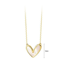 Load image into Gallery viewer, 925 Sterling Silver Plated Gold Simple and Fashion Heart-shaped Mother-of-pearl Pendant with Necklace