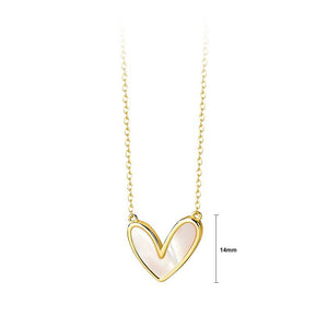 925 Sterling Silver Plated Gold Simple and Fashion Heart-shaped Mother-of-pearl Pendant with Necklace