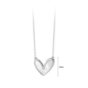925 Sterling Silver Simple and Fashion Heart-shaped Mother-of-pearl Pendant with Necklace