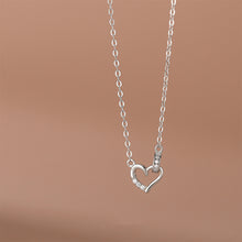Load image into Gallery viewer, 925 Sterling Silver Fashion and Simple Hollow Heart-shaped Pendant with Cubic Zirconia and Necklace