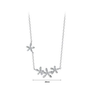 925 Sterling Silver Fashion Sweet Flower Pendant with Cubic Zirconia and Necklace
