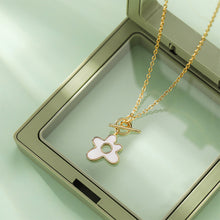 Load image into Gallery viewer, 925 Sterling Silver Plated Gold Fashion Simple Flower Mother-of-pearl Pendant with Necklace