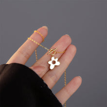 Load image into Gallery viewer, 925 Sterling Silver Plated Gold Fashion Simple Flower Mother-of-pearl Pendant with Necklace