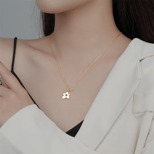 925 Sterling Silver Plated Gold Fashion Simple Flower Mother-of-pearl Pendant with Necklace
