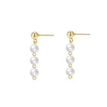 Load image into Gallery viewer, 925 Sterling Silver Plated Gold Fashion and Elegant Geometric Imitation Pearl Tassel Earrings