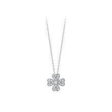 Load image into Gallery viewer, 925 Sterling Silver Simple Brilliant Four-leafed Clover Pendant with Cubic Zirconia and Necklace