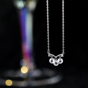 925 Sterling Silver Fashion Temperament Water Drop-shaped Tassel Geometric Pendant with Cubic Zirconia and Necklace