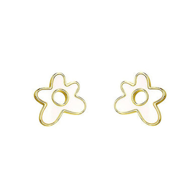 925 Sterling Silver Simple and Fashion Flower Mother-of-pearl Stud Earrings