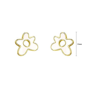 925 Sterling Silver Simple and Fashion Flower Mother-of-pearl Stud Earrings