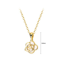 Load image into Gallery viewer, 925 Sterling Silver Plated Gold Fashion and Elegant Camellia Imitation Pearl Pendant with Necklace