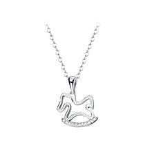 Load image into Gallery viewer, 925 Sterling Silver Fashion and Creative Hollow Trojan Horse Pendant with Cubic Zirconia and Necklace