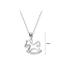 Load image into Gallery viewer, 925 Sterling Silver Fashion and Creative Hollow Trojan Horse Pendant with Cubic Zirconia and Necklace
