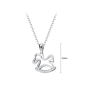925 Sterling Silver Fashion and Creative Hollow Trojan Horse Pendant with Cubic Zirconia and Necklace