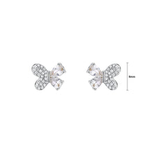Load image into Gallery viewer, 925 Sterling Silver Simple Sweet Butterfly Stud Earrings with Cubic Zirconia