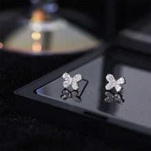 Load image into Gallery viewer, 925 Sterling Silver Simple Sweet Butterfly Stud Earrings with Cubic Zirconia