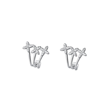 925 Sterling Silver Fashion Simple Flower Stud Earrings with Cubic Zirconia