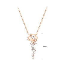 Load image into Gallery viewer, 925 Sterling Silver Plated Rose Gold Fashion and Elegant Rose Tassel Pendant with Cubic Zirconia and Necklace