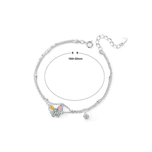 925 Sterling Silver Fashion Simple Colorful Butterfly Double Layer Bracelet with Cubic Zirconia
