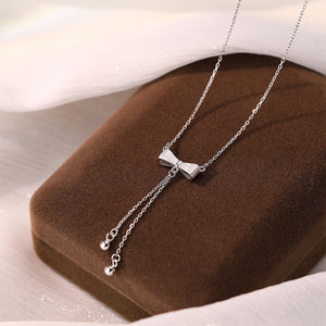 925 Sterling Silver Sweet and Cute Ribbon Tassel Pendant with Necklace