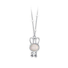 Load image into Gallery viewer, 925 Sterling Silver Fashion Simple Rabbit Imitation Cats Eye Pendant with Necklace