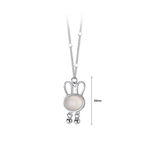 925 Sterling Silver Fashion Simple Rabbit Imitation Cats Eye Pendant with Necklace
