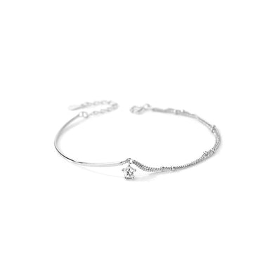 925 Sterling Silver Fashion Simple Star Double Layer Bracelet with Cubic Zirconia
