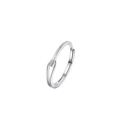 925 Sterling Silver Fashion Simple Geometric Adjustable Ring with Cubic Zirconia