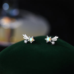 925 Sterling Silver Fashion Simple Star Stud Earrings with Colored Cubic Zirconia
