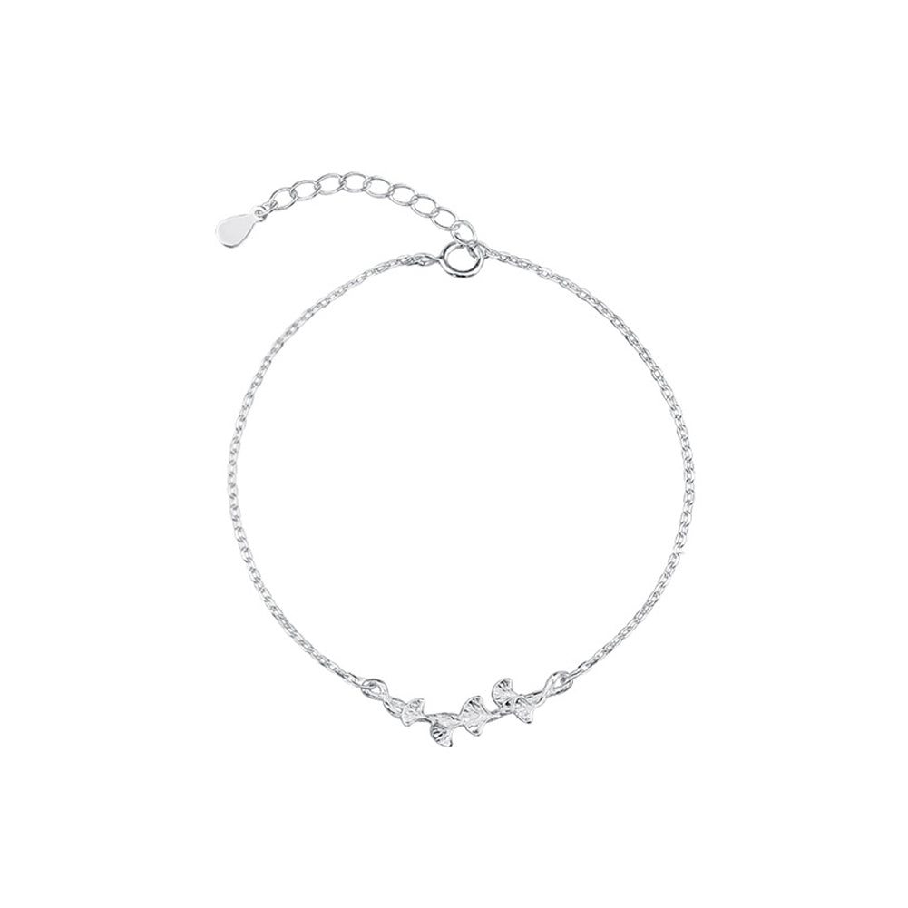 925 Sterling Silver Fashion Simple Ginkgo Leaf Bracelet