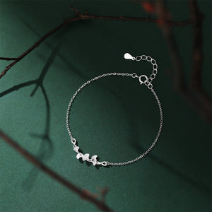 925 Sterling Silver Fashion Simple Ginkgo Leaf Bracelet