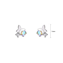 Load image into Gallery viewer, 925 Sterling Silver Simple Sweet Butterfly Stud Earrings with Colored Cubic Zirconia