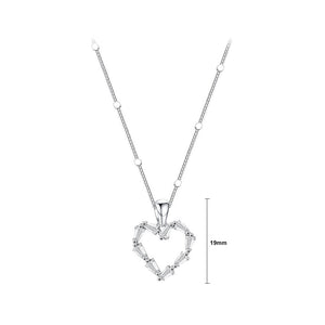 925 Sterling Silver Fashion and Simple Hollow Heart-shaped Pendant with Cubic Zirconia and Necklace