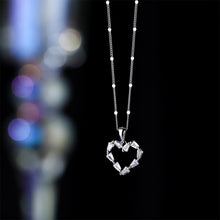 Load image into Gallery viewer, 925 Sterling Silver Fashion and Simple Hollow Heart-shaped Pendant with Cubic Zirconia and Necklace