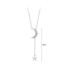Load image into Gallery viewer, 925 Sterling Silver Simple and Fashion Moon Tassel Star Pendant with Cubic Zirconia and Necklace