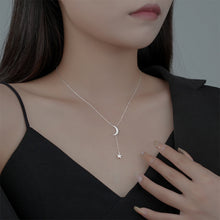 Load image into Gallery viewer, 925 Sterling Silver Simple and Fashion Moon Tassel Star Pendant with Cubic Zirconia and Necklace