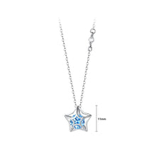 Load image into Gallery viewer, 925 Sterling Silver Fashion Simple Hollow Star Pendant with Blue Cubic Zirconia and Necklace