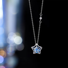 Load image into Gallery viewer, 925 Sterling Silver Fashion Simple Hollow Star Pendant with Blue Cubic Zirconia and Necklace