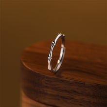 Load image into Gallery viewer, 925 Sterling Silver Simple and Personalized Bamboo Geometric Adjustable Open Ring