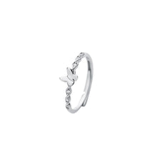 Load image into Gallery viewer, 925 Sterling Silver Simple Sweet Butterfly Adjustable Ring with Cubic Zirconia