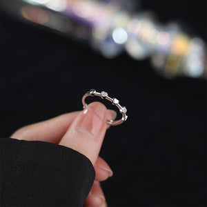 925 Sterling Silver Simple Sweet Heart Shape Adjustable Ring with Cubic Zirconia