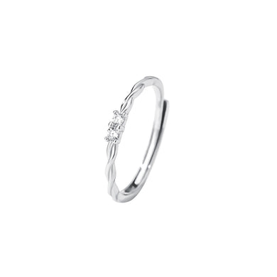 925 Sterling Silver Simple Fashion Twist Geometric Adjustable Open Ring with Cubic Zirconia