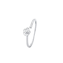Load image into Gallery viewer, 925 Sterling Silver Simple Fashion Camellia Adjustable Open Ring with Cubic Zirconia