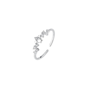 925 Sterling Silver Fashion Simple Star Adjustable Open Ring with Cubic Zirconia