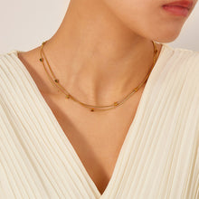 Load image into Gallery viewer, Simple and Personalized Plated Gold 316L Stainless Steel Geometric Square Double-layer Necklace