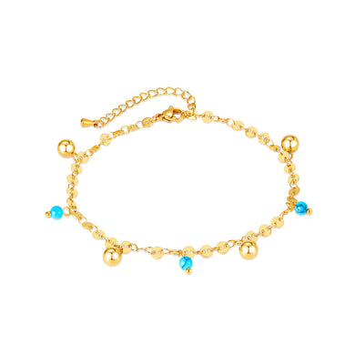 Simple and Fashion Plated Gold 316L Stainless Steel Ball Bead Geometric Anklet