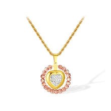 Load image into Gallery viewer, Fashion and Simple Plated Gold 316L Stainless Steel Heart-shaped Round Pendant with Cubic Zirconia and Necklace